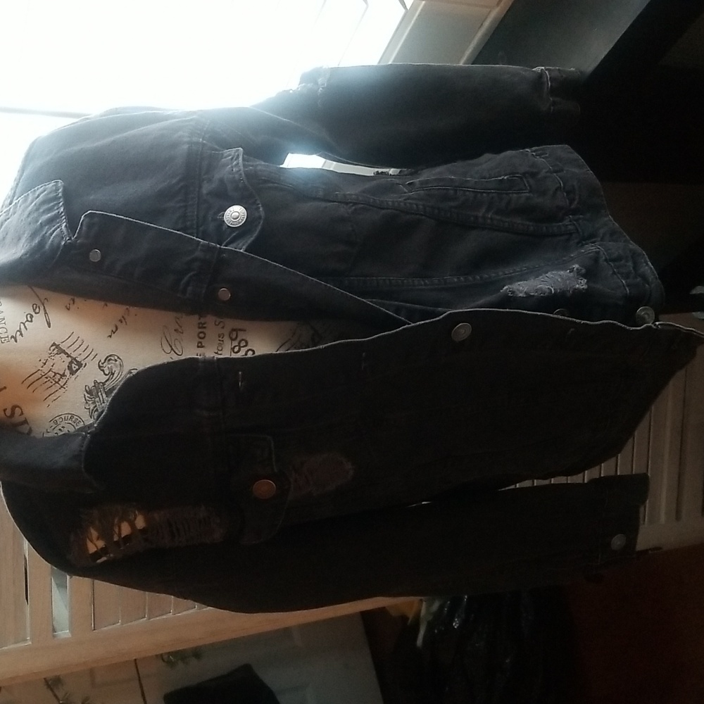 Forever  21 black denim grunge  jacket